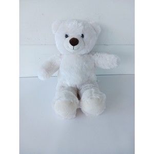 BUILD A BEAR White Teddy Bear Fluffy Soft Plush Stuffed Animal 16" Toy